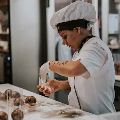 The chocolate manufactory of the Cologne Chocolate Museum The chocolate manufactory of the Cologne Chocolate Museum